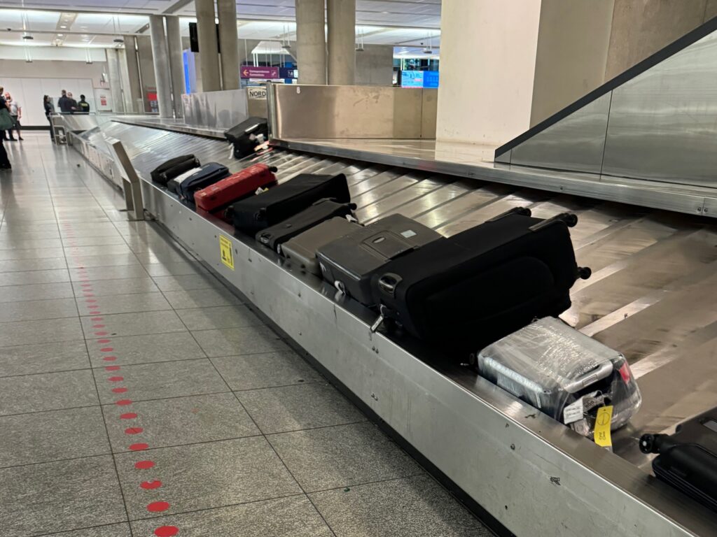 luggage on a conveyor belt