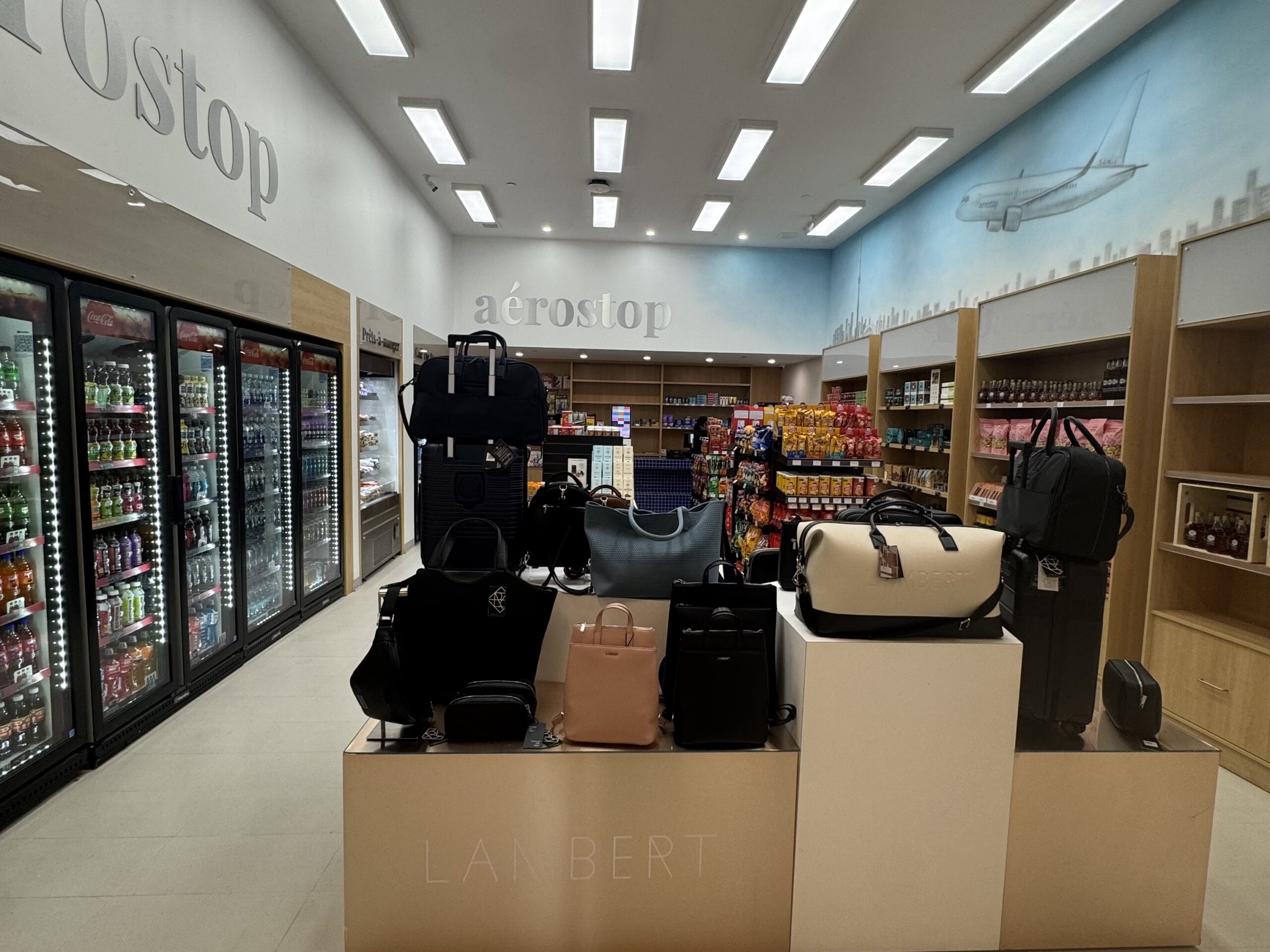 a display of bags in a store
