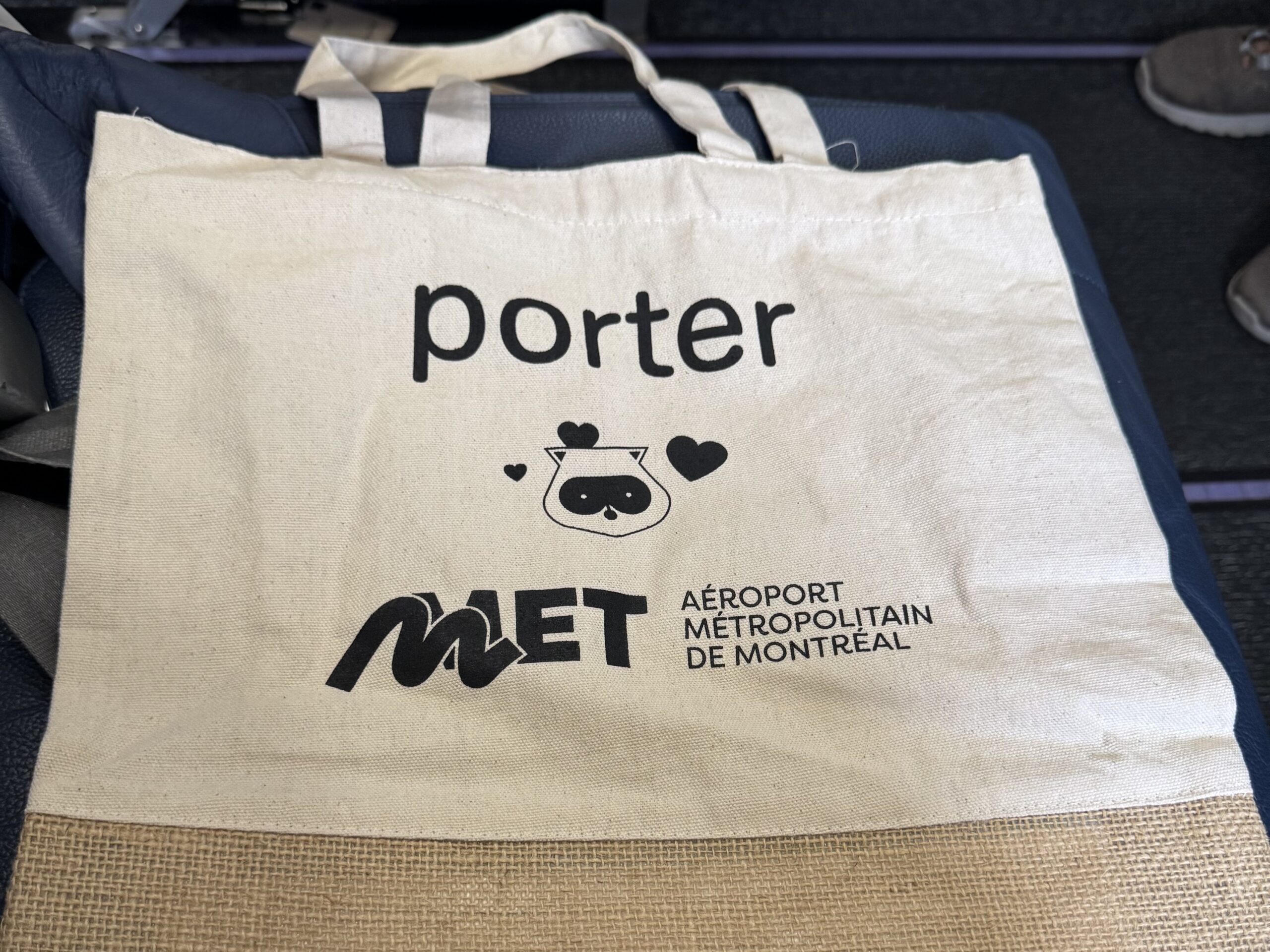 a white bag with black text on it