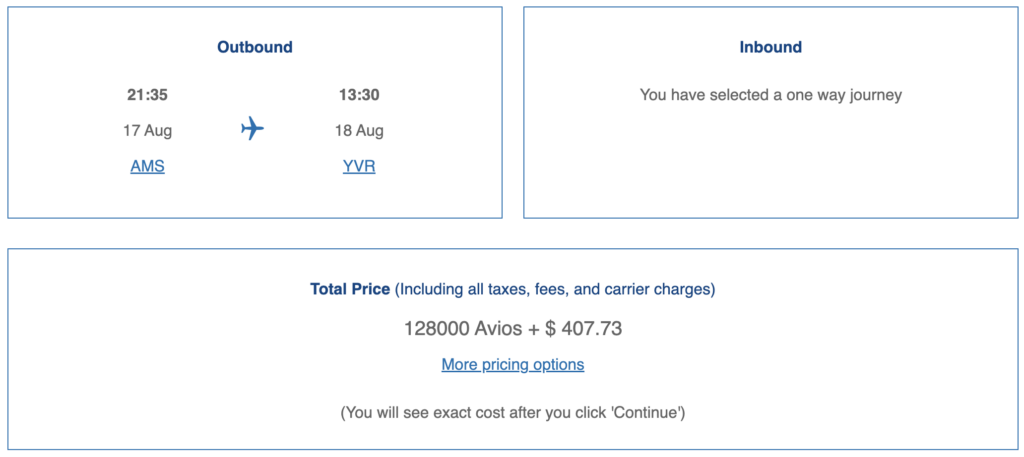 Avios redemption on British Airways