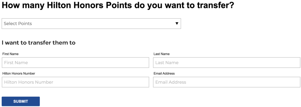 Hilton transfer points