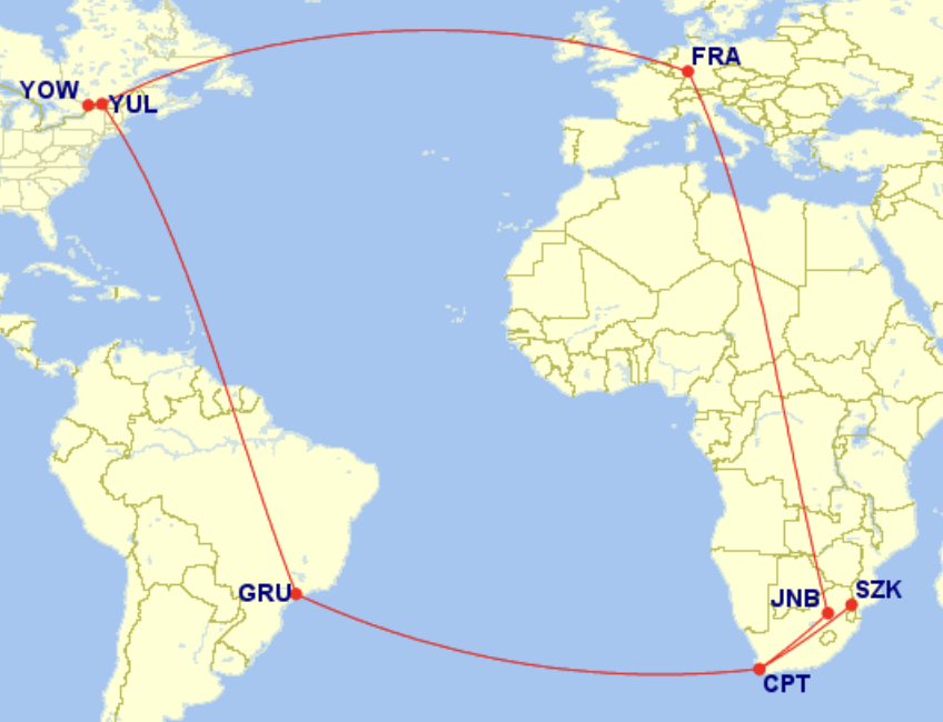 a map of the world with red lines