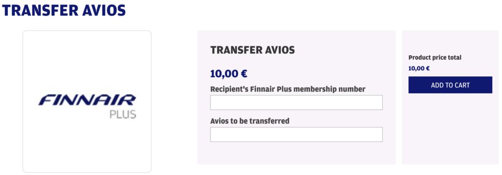 Finnair Transfer Avios