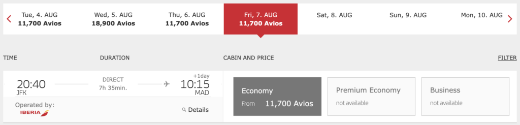 Iberia economy flight redemption