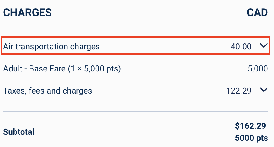Porter fuel surcharge