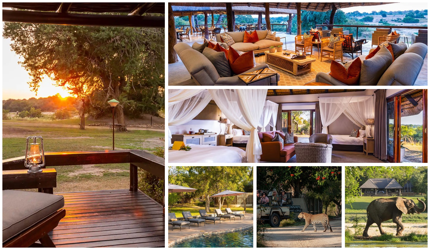 a collage of a room with furniture and a pool