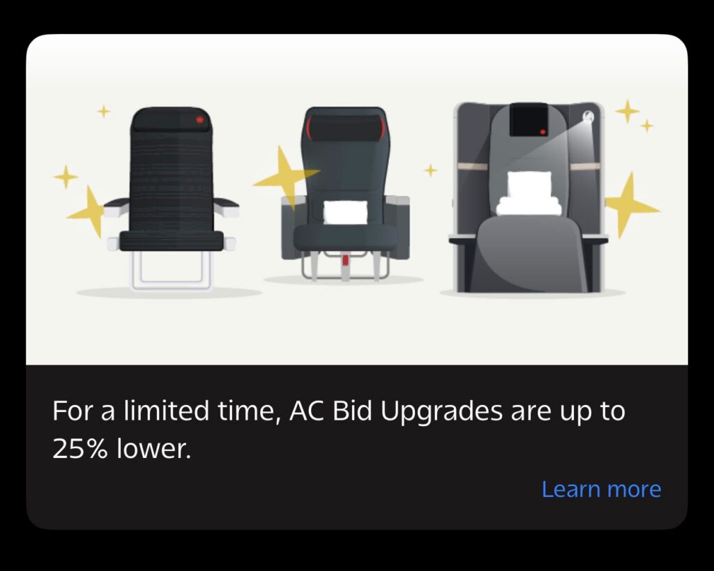 Air Canada bid upgrade