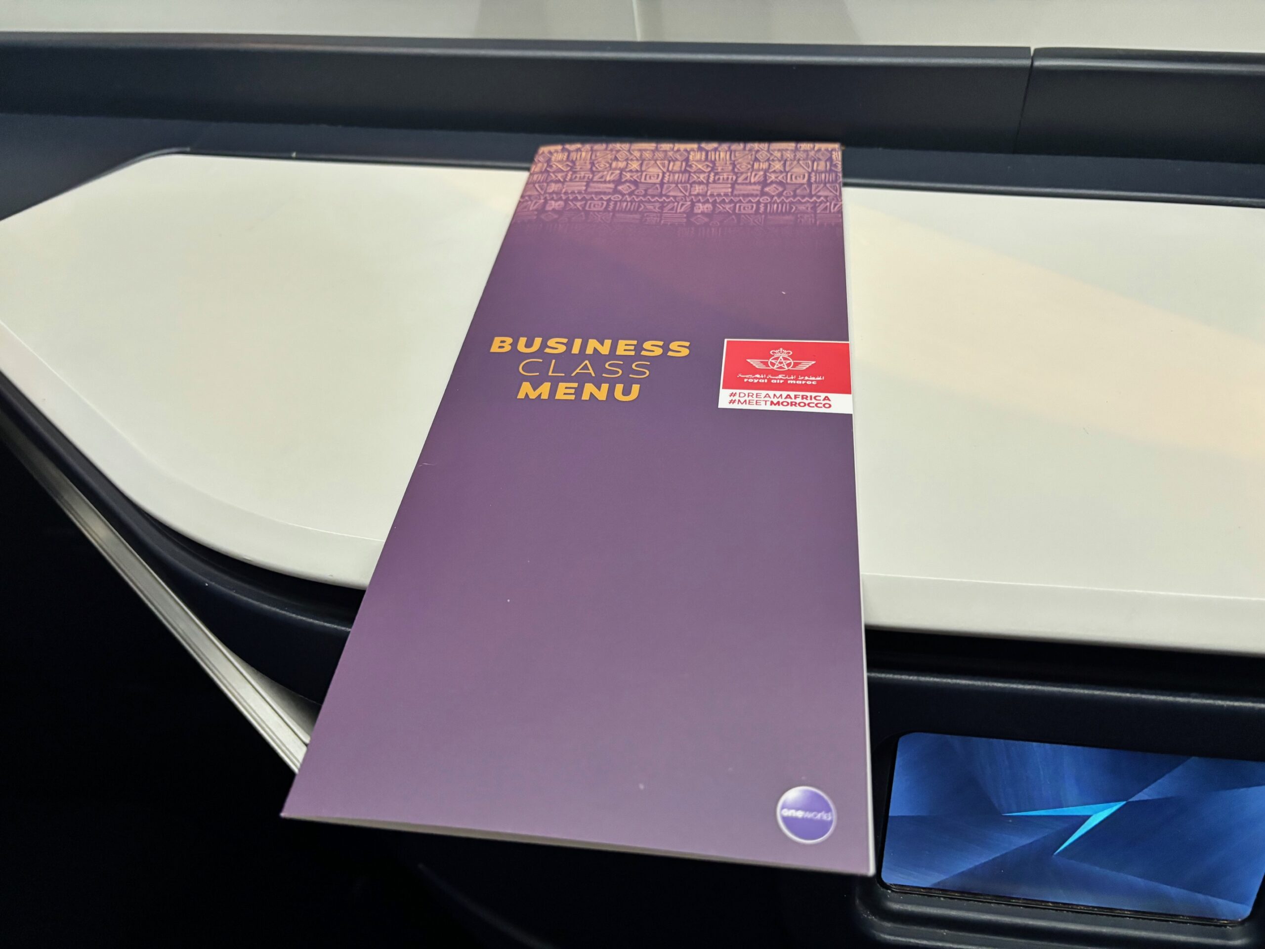 Air Maroc - Business class menu