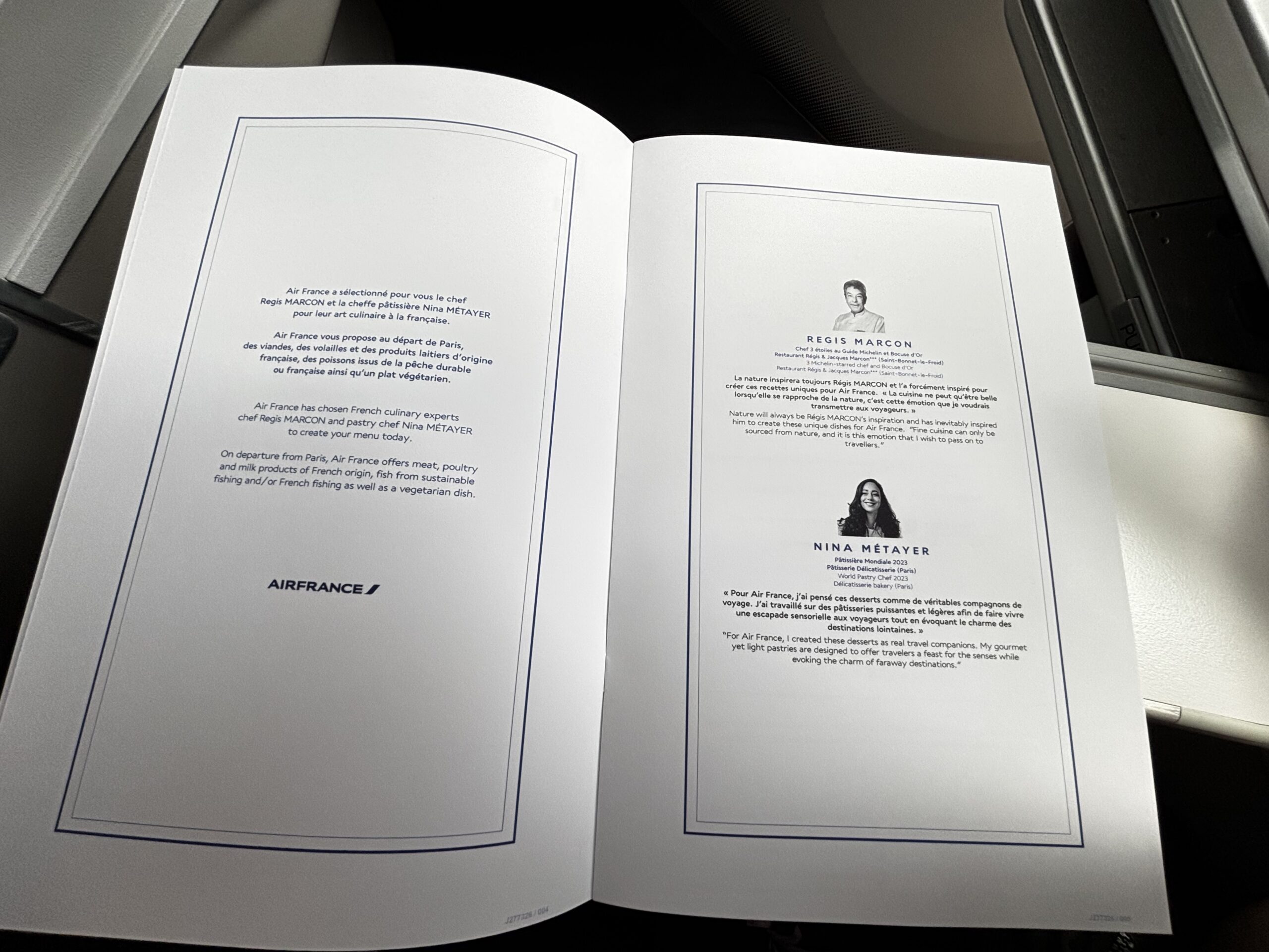 Michelin starred menu