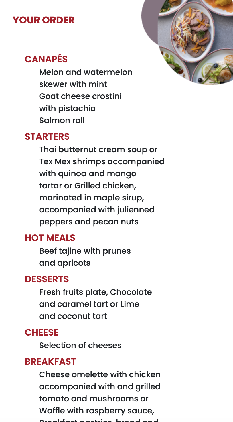 Air Maroc - Pre-order Meal