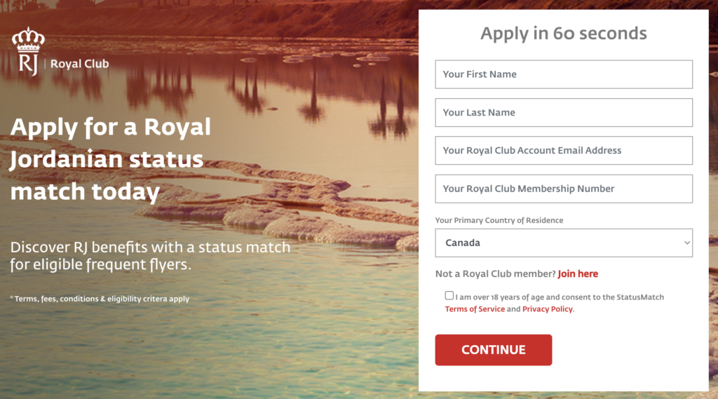 Royal Jordanian status match