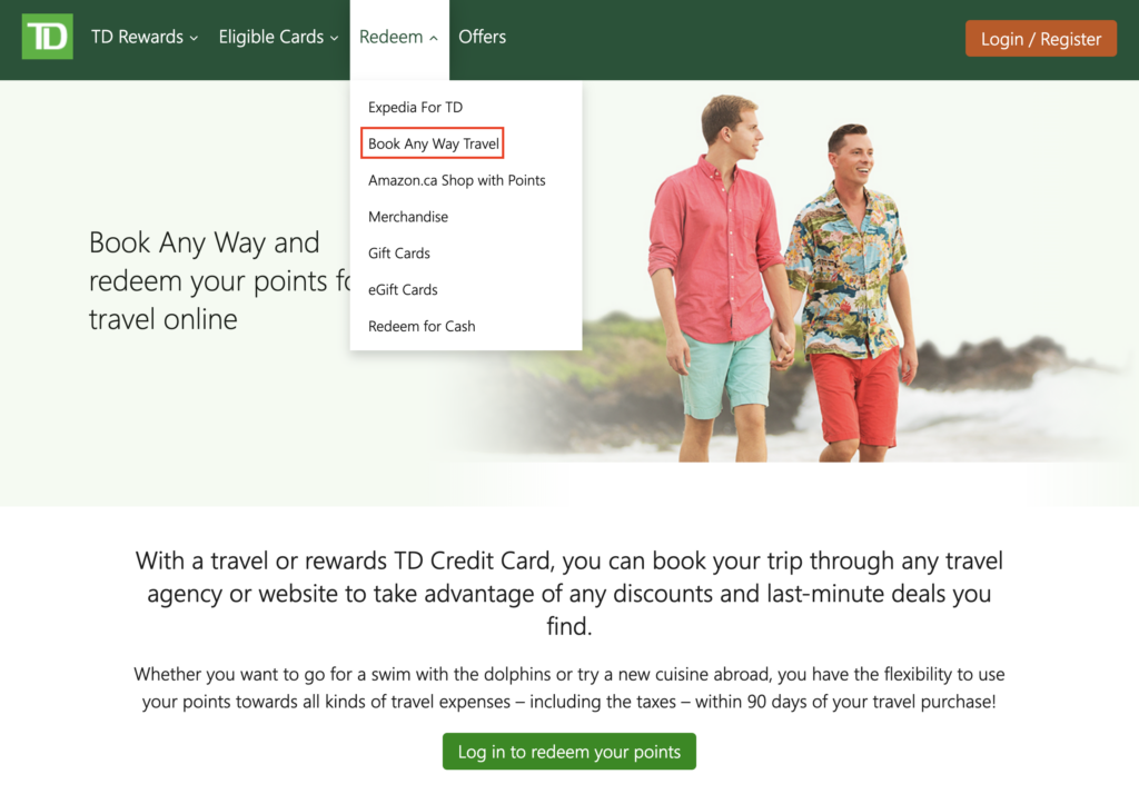 TD Rewards Book Any Way Travel