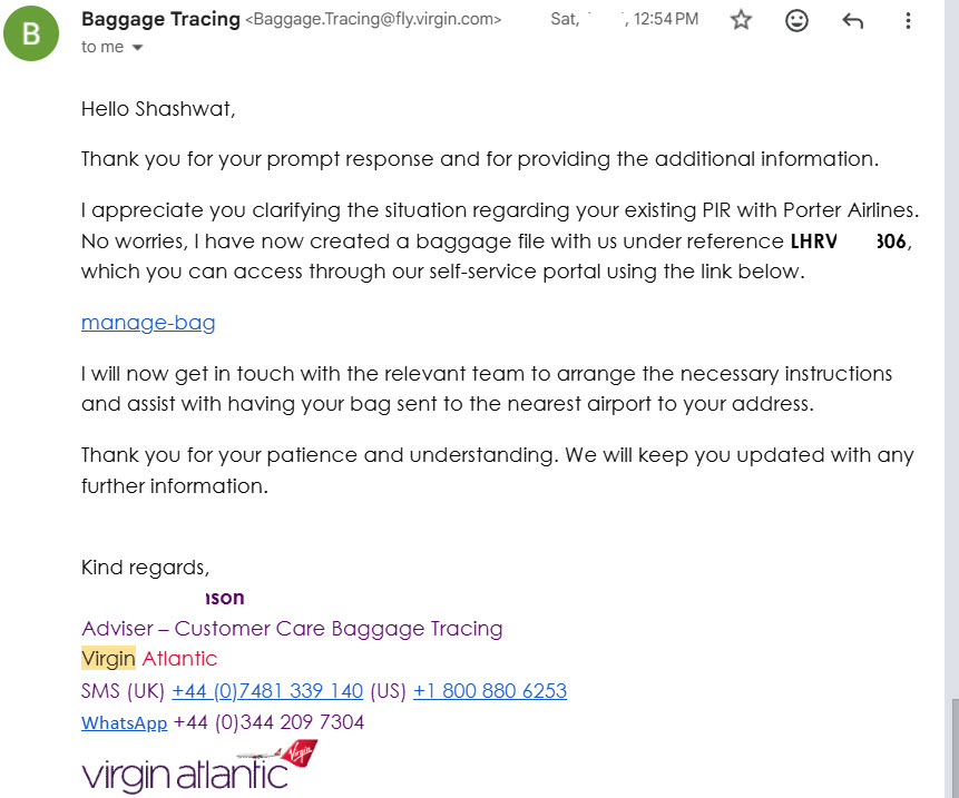 delayed baggage on separate tickets