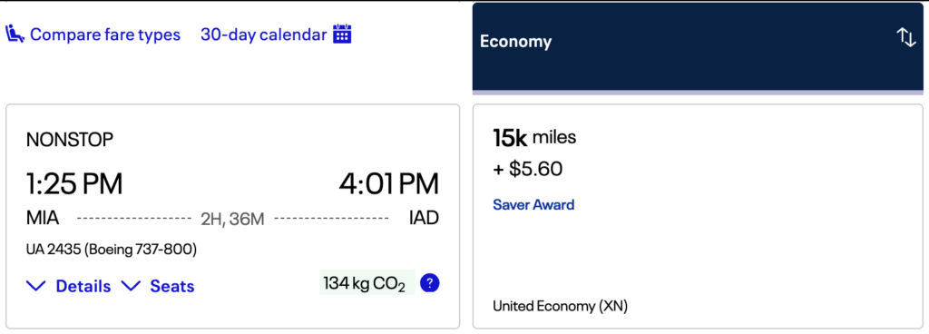 United MileagePlus redemption