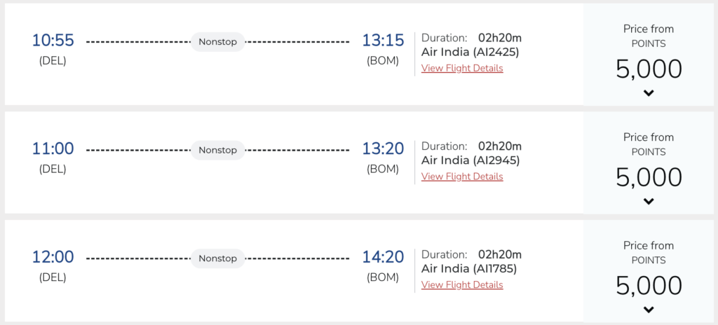 Air India Maharaja Club redemption