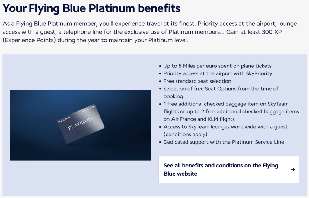 Flying Blue Platinum benefits