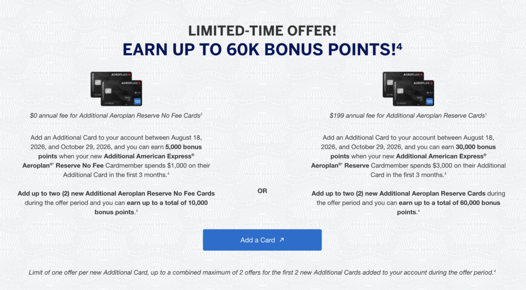 Amex supplementary card offer