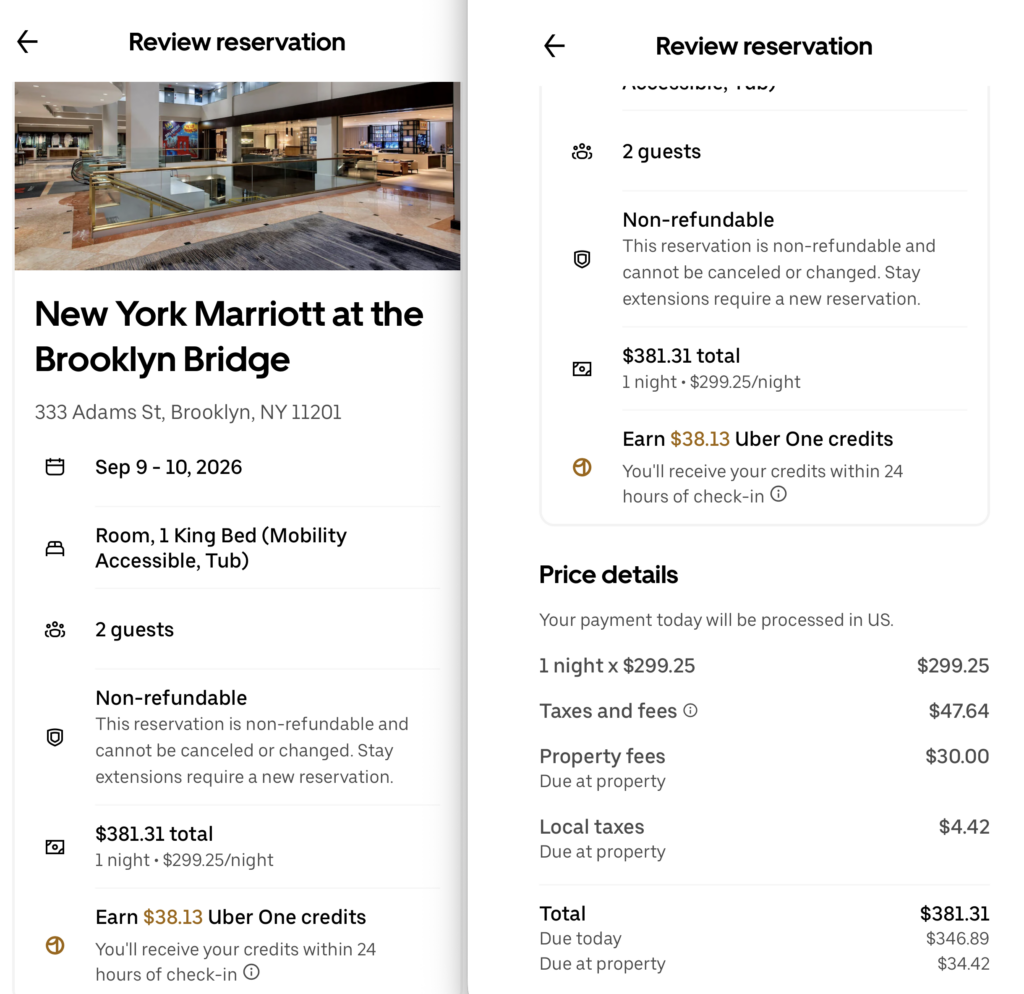 Marriott Uber hotel