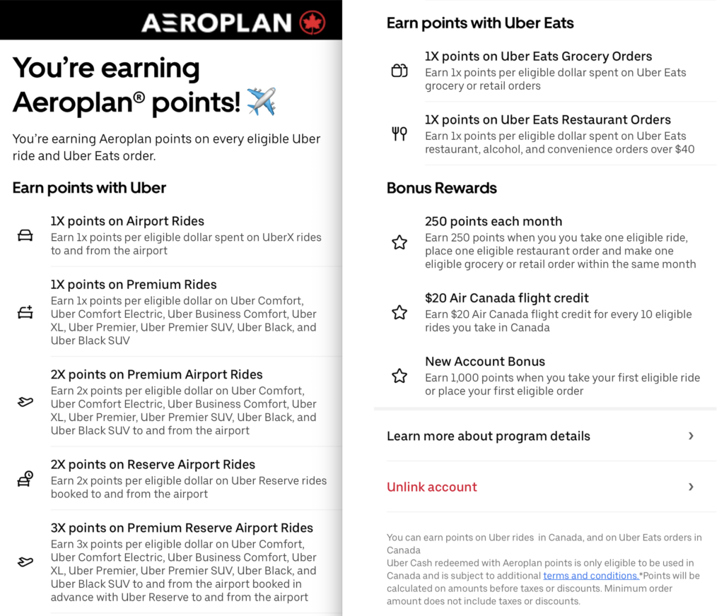 Aeroplan Uber
