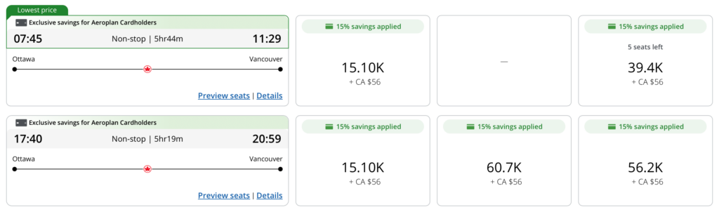 Aeroplan redemption