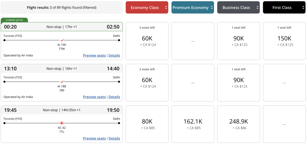 Aeroplan Air India