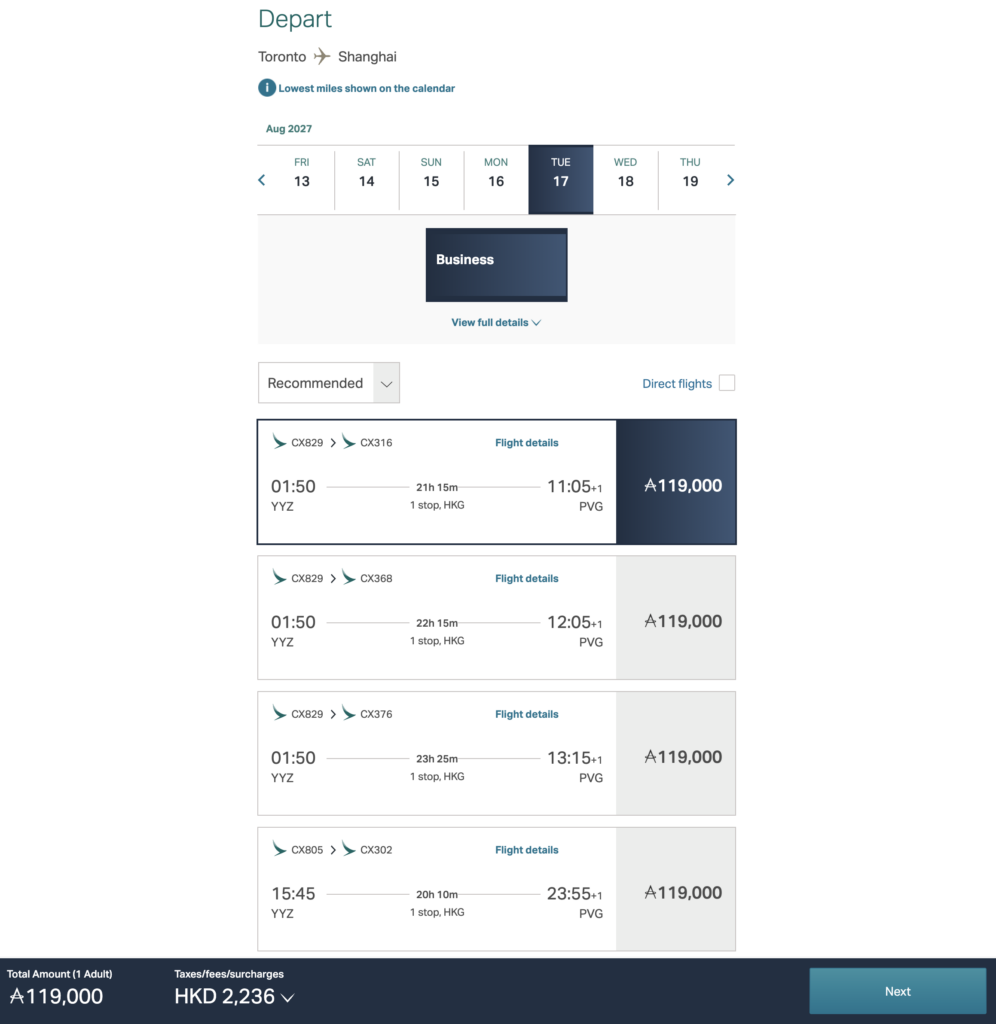 Cathay Asia Miles Toronto
