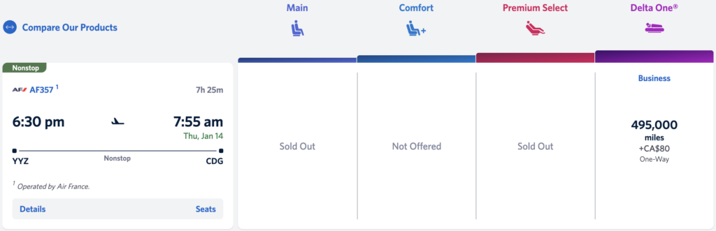 Delta Skymiles Air France redemption