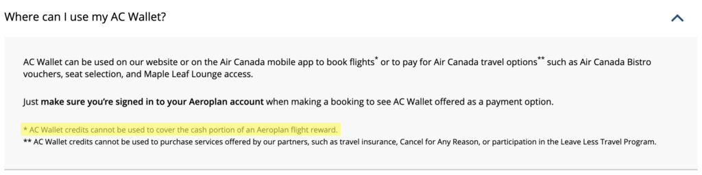 Air Canada wallet
