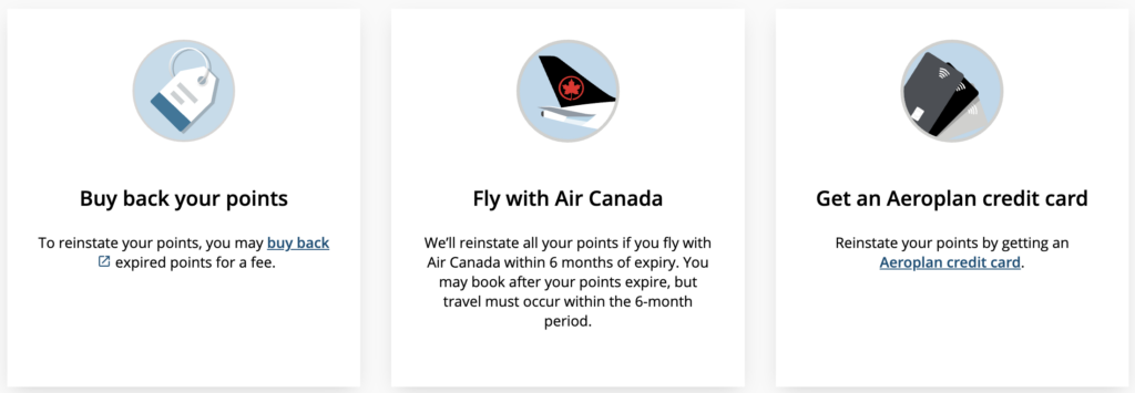 Reinstate expired Aeroplan points